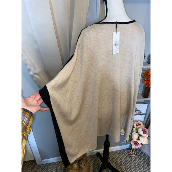 NWT $109.50 Calvin Klein Nude White Black Gold Hardware 1 size Fits Most Poncho - Picture 8 of 12